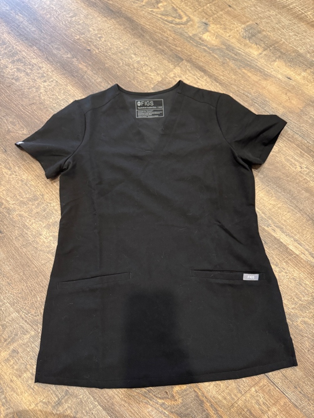 Figs Black Women's V-Neck Medical Scrub Top